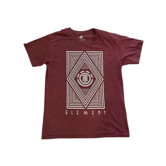 Vintage Element Burgundy Graphic T-Shirt Men’s Medium Skater Tee - Picture 1 of 4